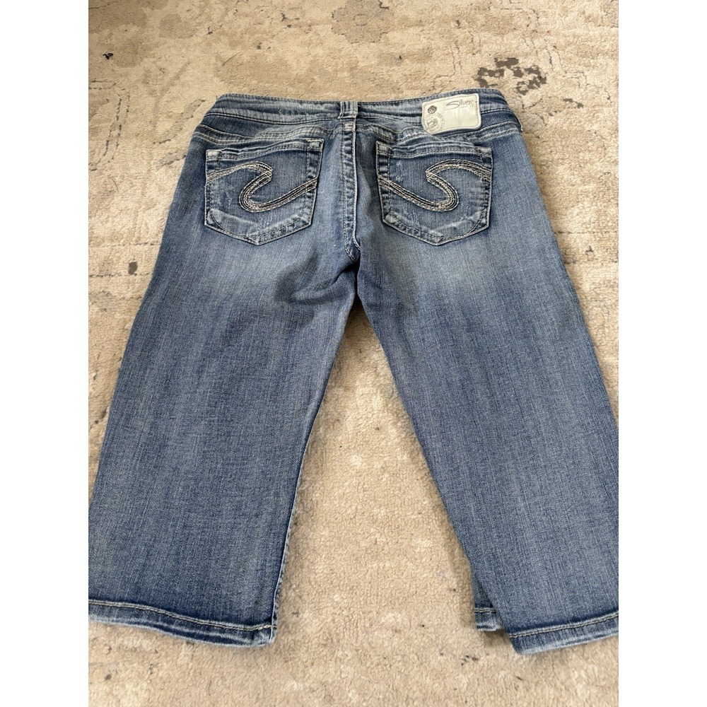 Silver Jeans Co Tuesday Bermuda Shorts Womens 28 Blue Denim Low Rise Whiskered